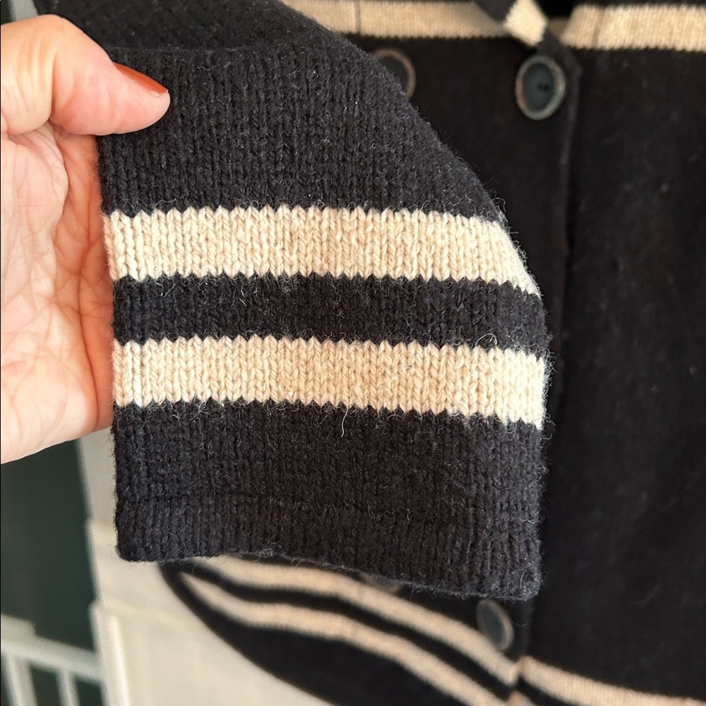 “RuffHewn” Black and White Double-Breasted Pea Coat -SWEATER 😃 - Picture 4 of 9